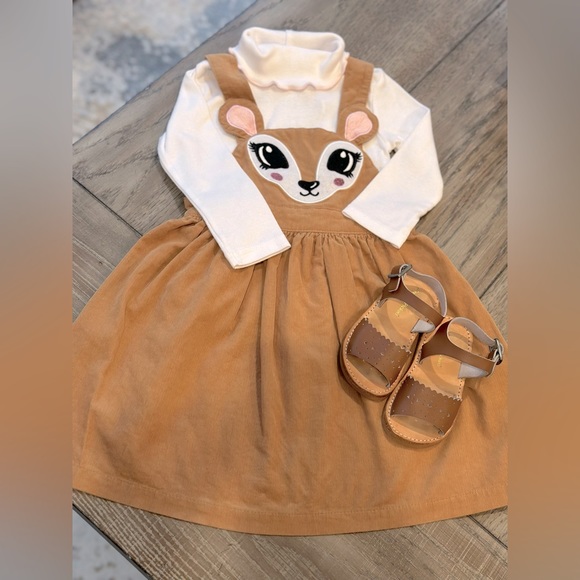 🦌NEVER WORN🦌 Blueberi Boulevard Fawn Jumper & Turtleneck Ensemble! NWOT, Sz 3T - Picture 2 of 5